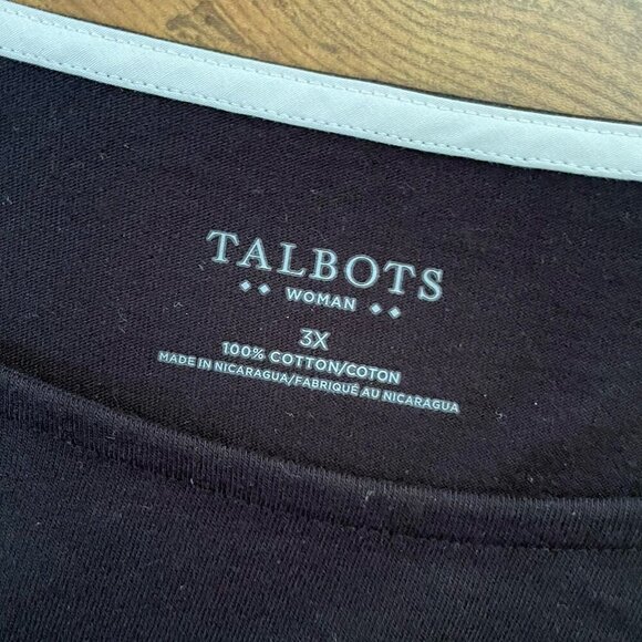 Talbots Womens Top Sz 3X Black Cotton Layered Look Shoulder Button Preppy Shirt - Picture 5 of 5